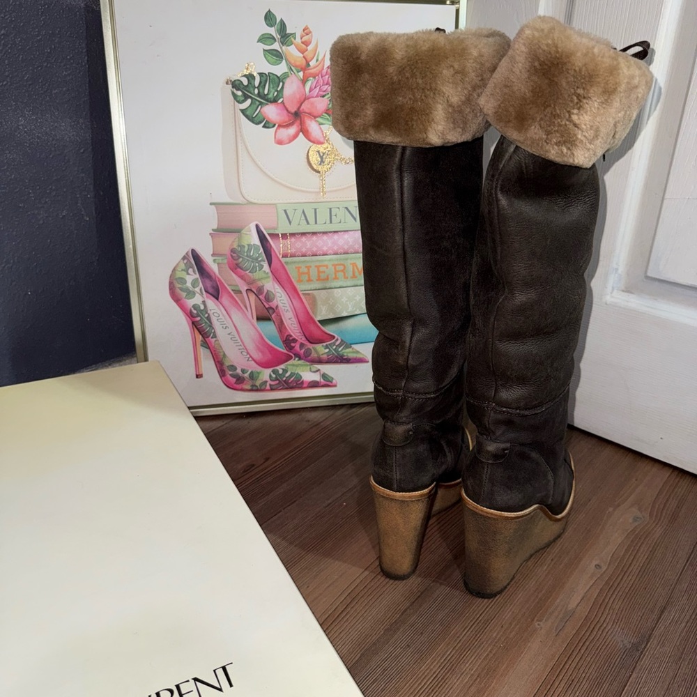 Saint Laurent Women's Brown Leather Boots - Picture 8 of 11